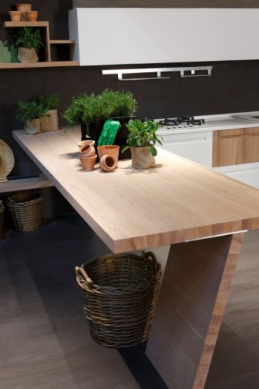 Modern Kitchen Of Natural Elm Wood By Stosa