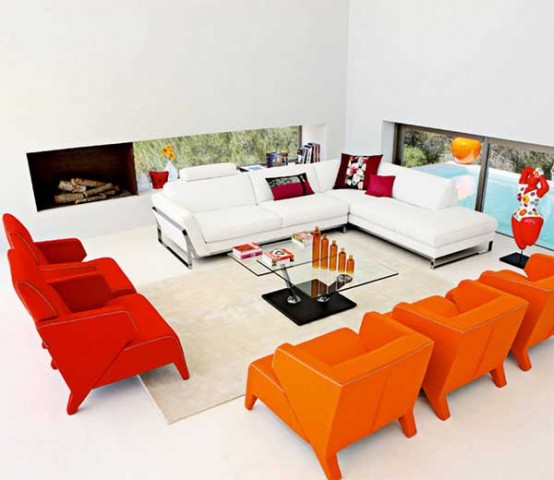 Modern Living Room With Vibrant Accents Modern Living Room With Vibrant Accents