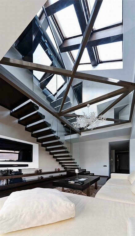 Modern Loft With Glass Walls And Floor