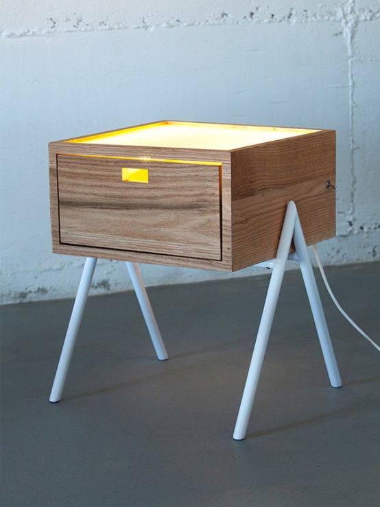 Modern Misko Nightstand With LED Lamps Inside