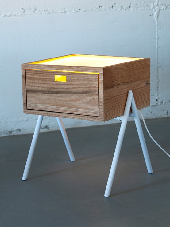 Modern Misko Nightstand With Led Lamps Inside