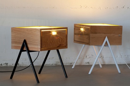 Modern Misko Nightstand With Led Lamps Inside