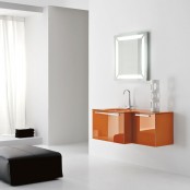 Modern Orange Wall Mounted Washbasin Cabinet