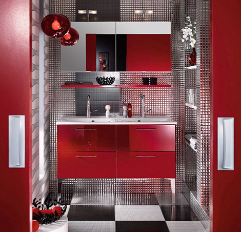 Modern Red Bathroom