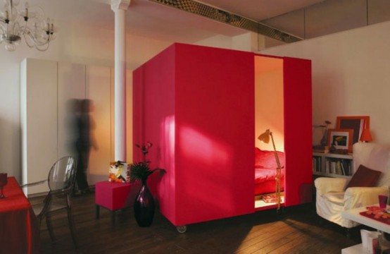 Modern Red Cube0bedroom To Keep Your Privacy