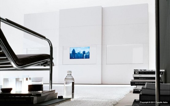 Super Modern Bedroom Wardrobe With A Tv Built In The Door Digsdigs