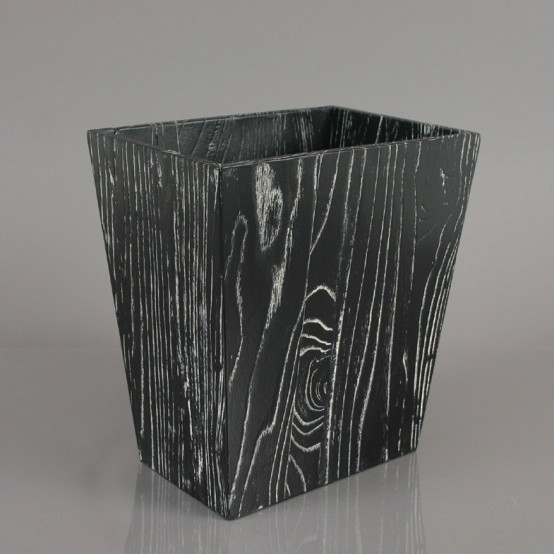 Modern Ebony Wood Waste Bin and Tissue Box With Striking Grain Patterns