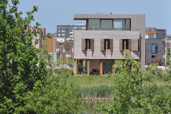 Modern Wooden Residence On The Lake Shore