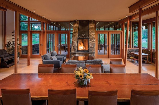 Montana Glass Home With Lots Of Wood In Decor