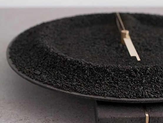 Monti Silvestri Clock Of Basalt From Volcano Etna Eruption