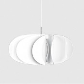 a creative pendant lamp with white petals is a lovely idea to make the space look edgy and bold