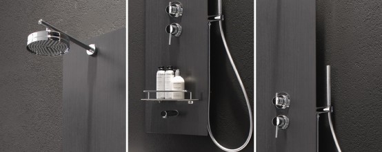 Multifunction Dark Grey Shower Panel