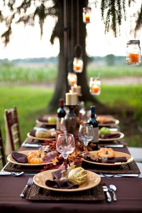 faux pumpkins, fall leaves, berries are great for styling your tablescape for fall or Thanksgiving
