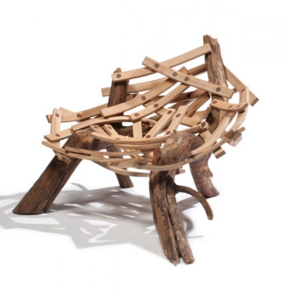 Nest Shaped Chair Of Rough Wood