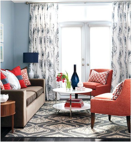 Neutral Living Room With Colorful Chairs And Pillows