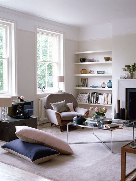 Neutral Living Room With Floor Pillows