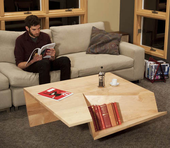 Not Ordinary Shaped Coffee Table With Book Storage