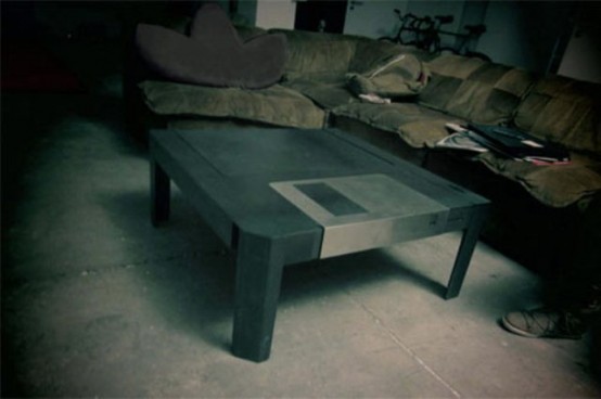 Nostalgic Floppy Disk Table With A Storage Compartment