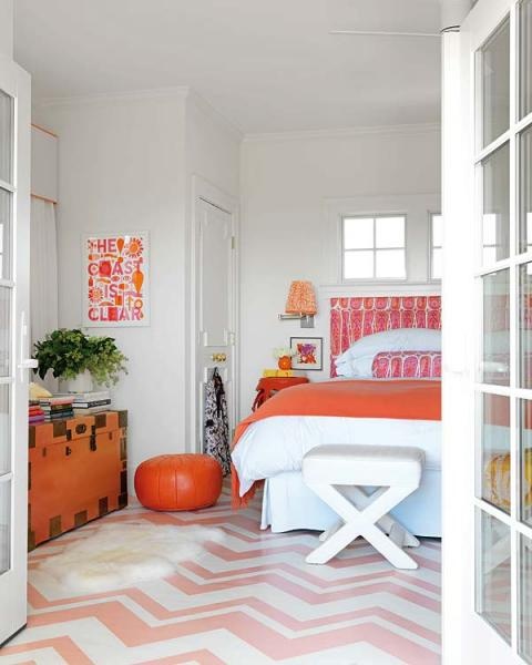 Orange Accents In Bedrooms