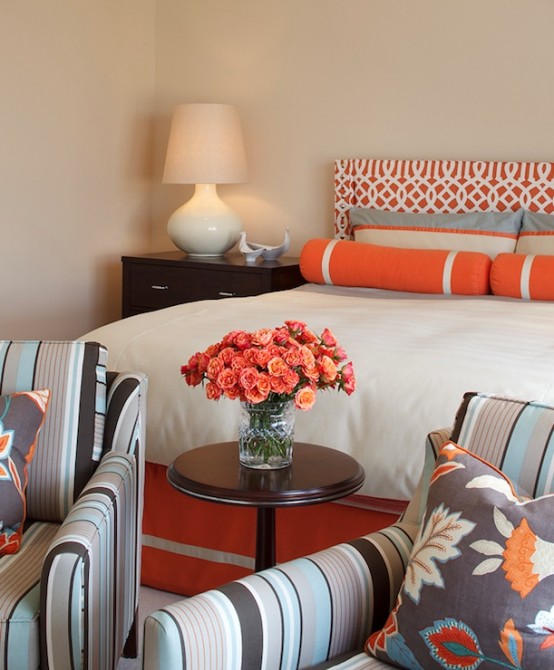 Orange Accents In Bedrooms