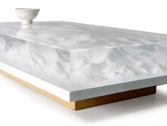 Oriental Landscape Sculpture Tea Table With A Philosophical Twist