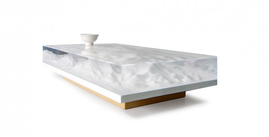 Oriental Landscape Sculpture Tea Table With A Philosophical Twist