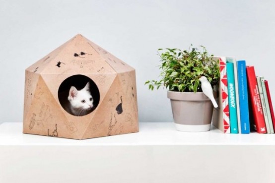 Original And Fun CatCube Nest From Cardboard