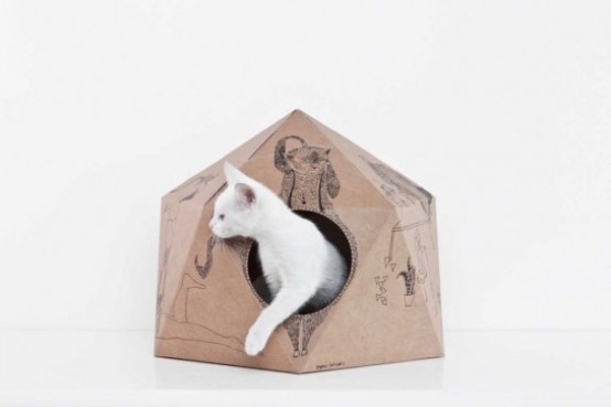 Original And Fun Catcube Nest From Cardboard