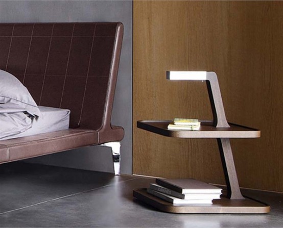 a chic dark-stained tiered nightstand is a lovely idea for a modern bedroom, it may add interest to the space
