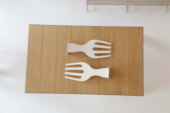 Original Dining Table With Fork And Knife Shaped Legs