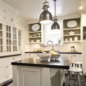 shiny metal pendant lamps will add elegance and a chic touch to the kitchen, and will make it look amazing