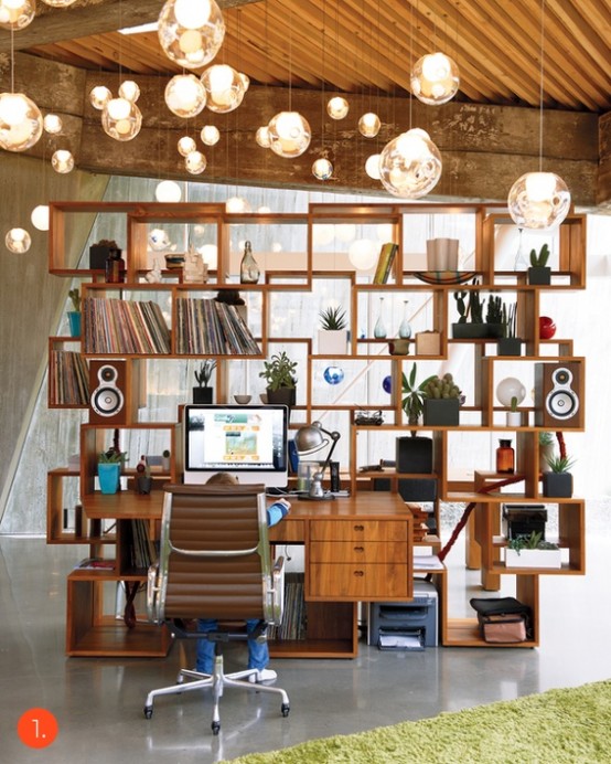 a large wood box bookcase that features lots of storage space and a deks integrated right in it