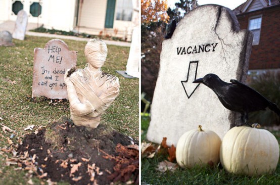 Create a spine-tingling scene with eerie realism. Use slabs of foam, paint, and props to assemble a cool display.