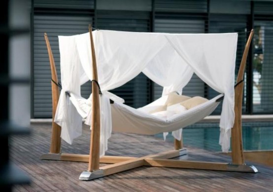 Outdoor Bed For Relaxation With A Cocoon