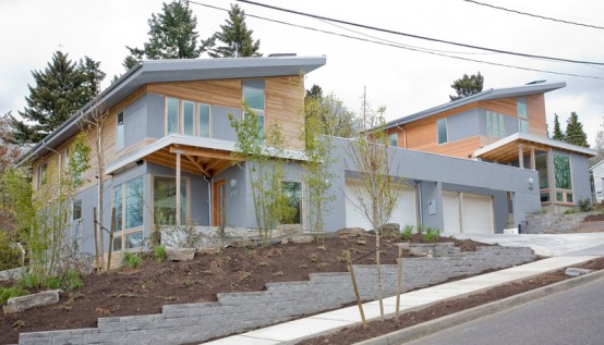 Pair Of Connected Row Homes With Bamboo Filled Courtyard