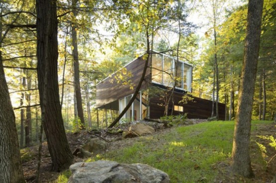 Partially Buried Lake House With Nature Let In