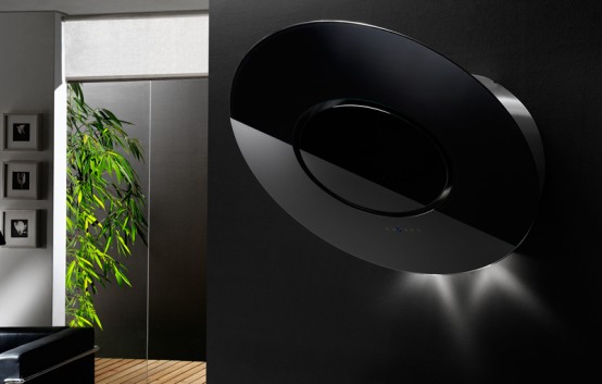 Rounded Modern Black Wall Range Hoods by Airone