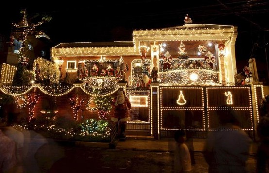 Christmas lights on house in Philippines