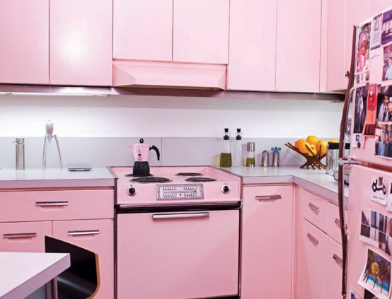 Cool Pink Kitchen Design With Retro and Chic Look - DigsDigs