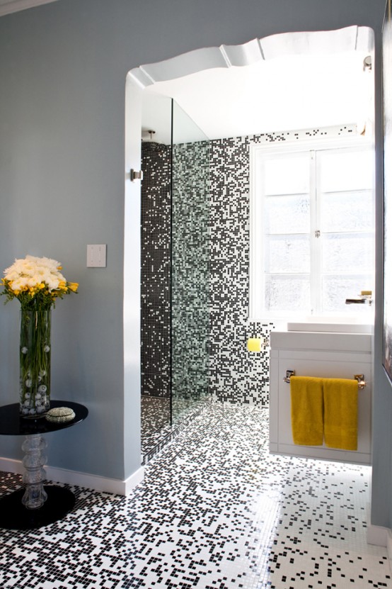 Pixilated Bathroom Custom Mosaic Tile