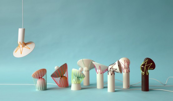 Playful Elastic Lights From Ceramics And Bold Elastic Cords