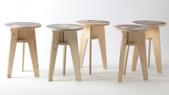 Plywood Print Stools Collection With Dutch Masterpieces