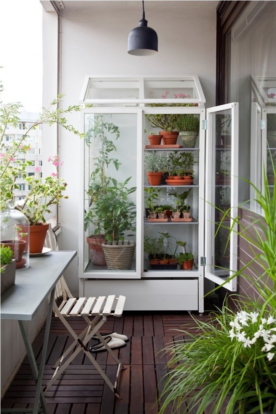 a glass armoire can be used for storing various stuff or to make a garden or green house even