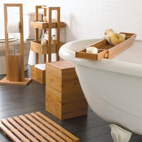wooden bathroom storage
