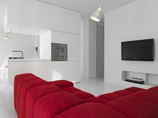 Pure White Futuristic Apartment Space Oddysey