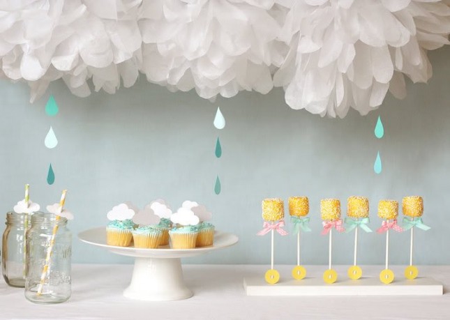 rain shower-themed gender neutral baby shower