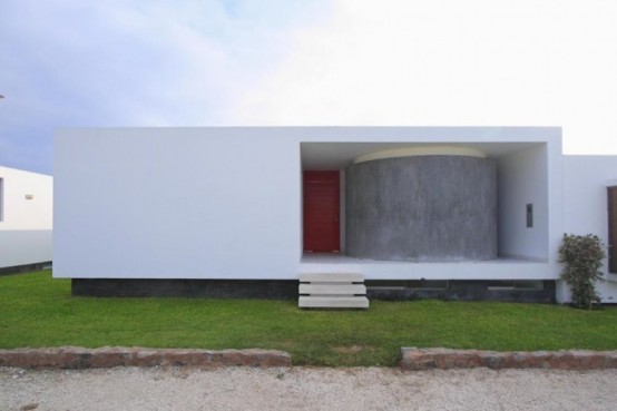 Red And White Modern Residence With Dramatic Architecture