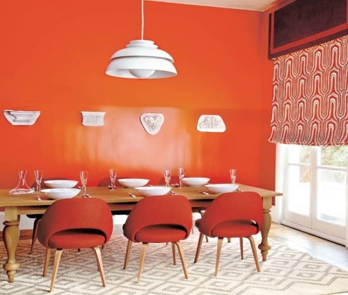 Red Orange Modern Dining Area