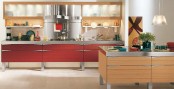 red wooden kitchen