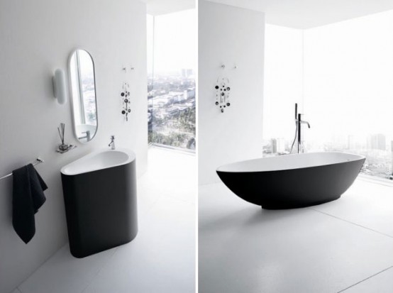 Refine Black And White Sanitary Ware For Modern Bathroom